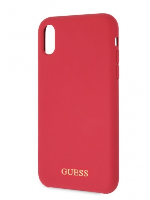 Чехол Guess Silicone collection Gold Logo hard IPhone XR (красный)